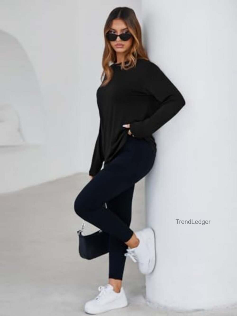 Long Sleeve Oversized Tee Loose Fit Crewneck Basic Top Y2K Casual - Picture 5 of 7